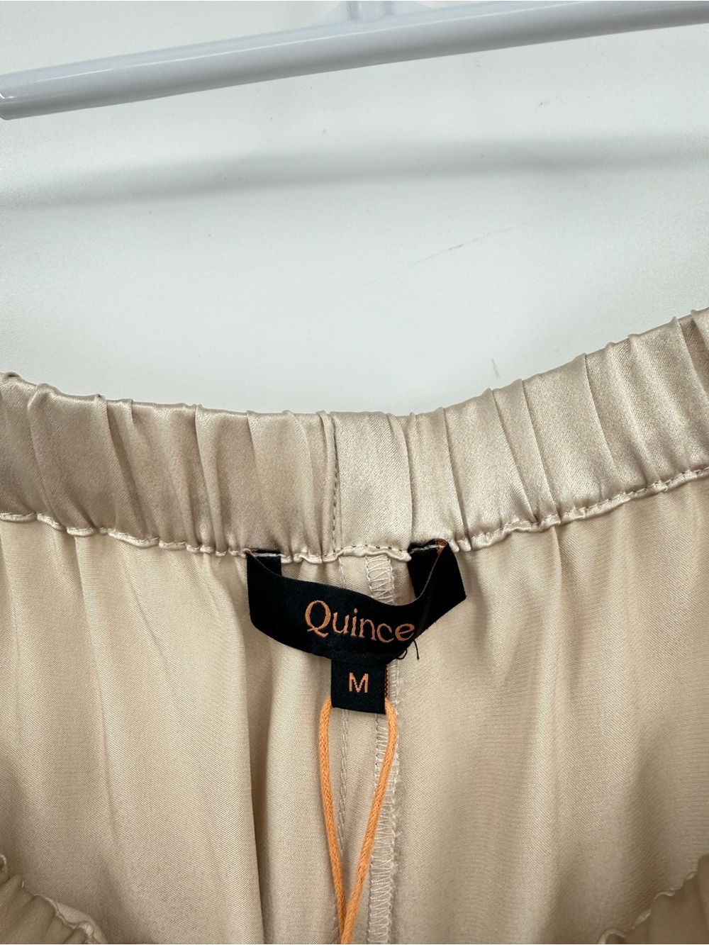 Quince 100% Silk Drawstring Wide Leg Pant in Champagne Size M - Picture 9 of 14